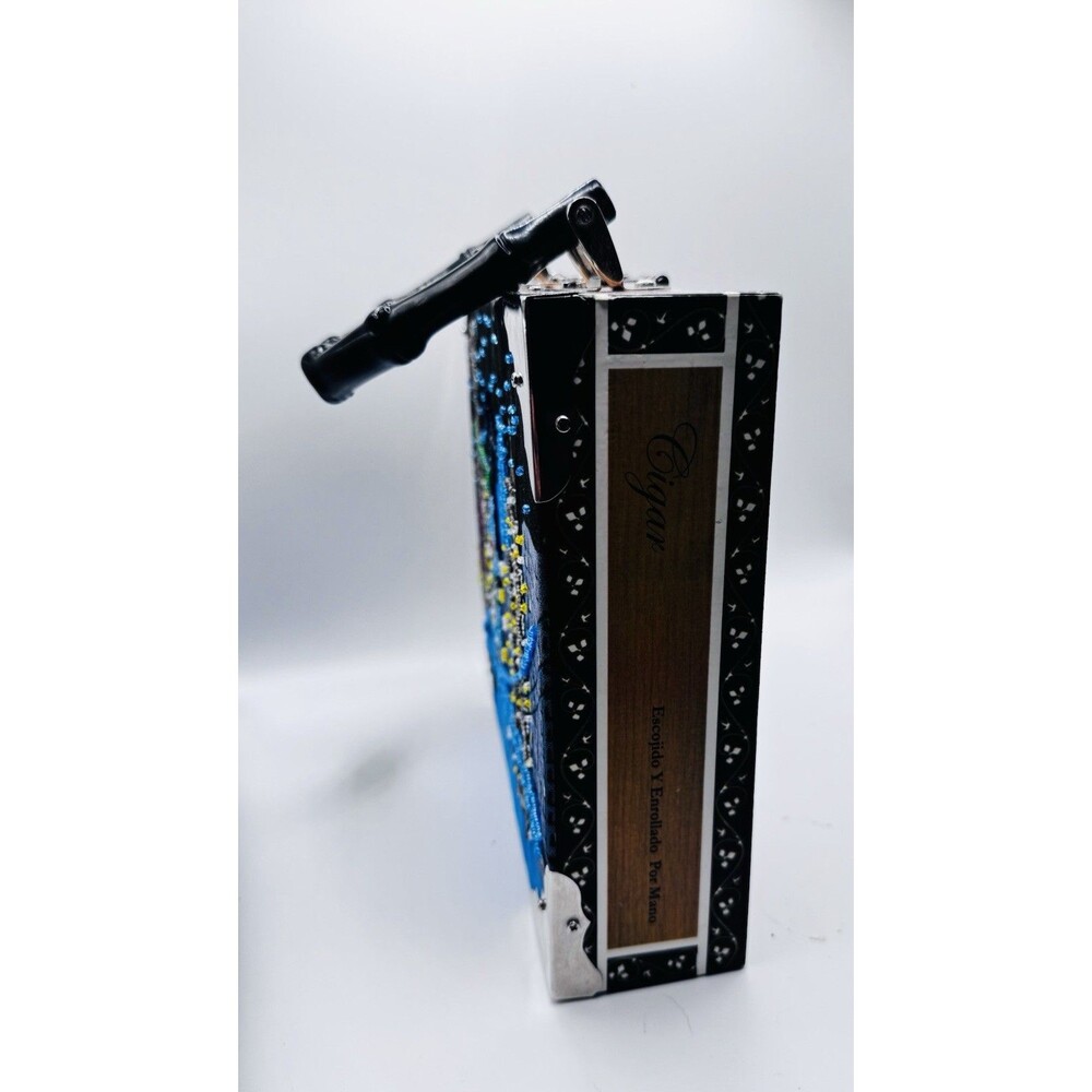 New York City Skyline Novelty Handbag Cigar Box Style Purse Beaded - Picture 5 of 9